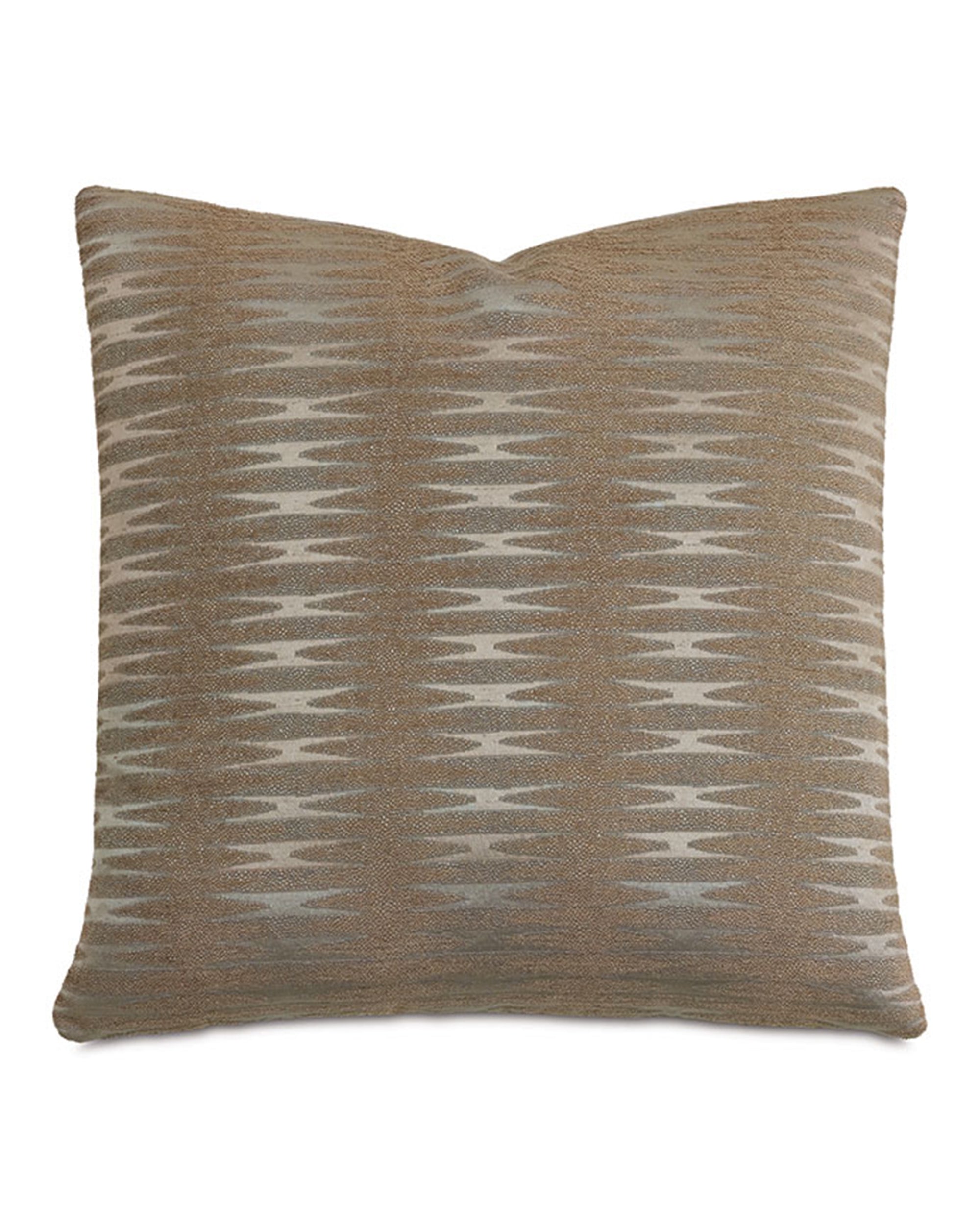 The Sanoff Textured pillow by Eastern Accents features a brown and taupe geometric zigzag design with a subtle gradient, displayed against a white background.