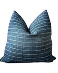 Blue and white striped 22x22 inch decorative pillow by Faire Sonny, textured fabric, perfect for modern living rooms.