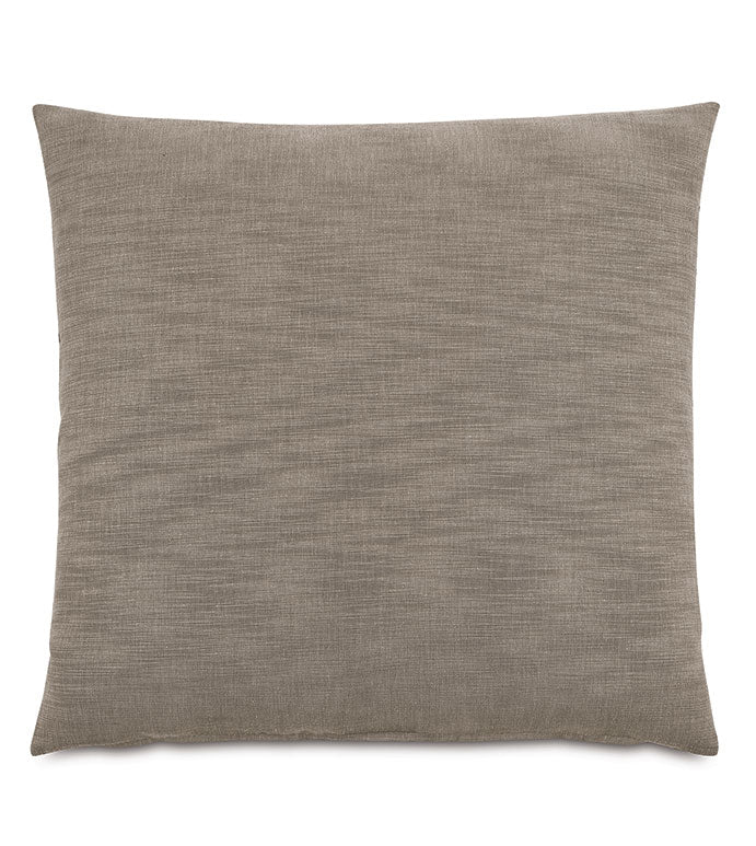 The TAI-10 TALENA NAILHEADS pillow by Eastern Accents is a square, light brown decorative piece with subtly textured fabric, shown against a white background.