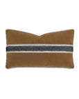 The TAOS FAUX MOHAIR pillow by Eastern Accents features a rectangular shape in brown velvet with a black and silver sequin stripe across the center, lending it luxe beaded trim appeal.