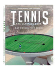 “Tennis The Ultimate Book” by Random House features a striking cover of two players on a round rooftop court above a coastal city, with the title in English and German—an eye-catching coffee table book for tennis fans.