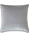 The ROWLEY WOVEN TEAL by Eastern Accents is a square decorative pillow in light gray with a smooth texture and thin dark piping, shown against a white background.