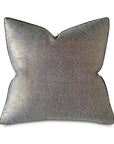 A gray decorative Leonis Linen 22x22" throw pillow with a unique butterfly shape, featuring a subtle sheen and a smooth texture. Isolated on a white background in a Scottsdale Arizona bungalow. (Brand Name: Eastern Accents)