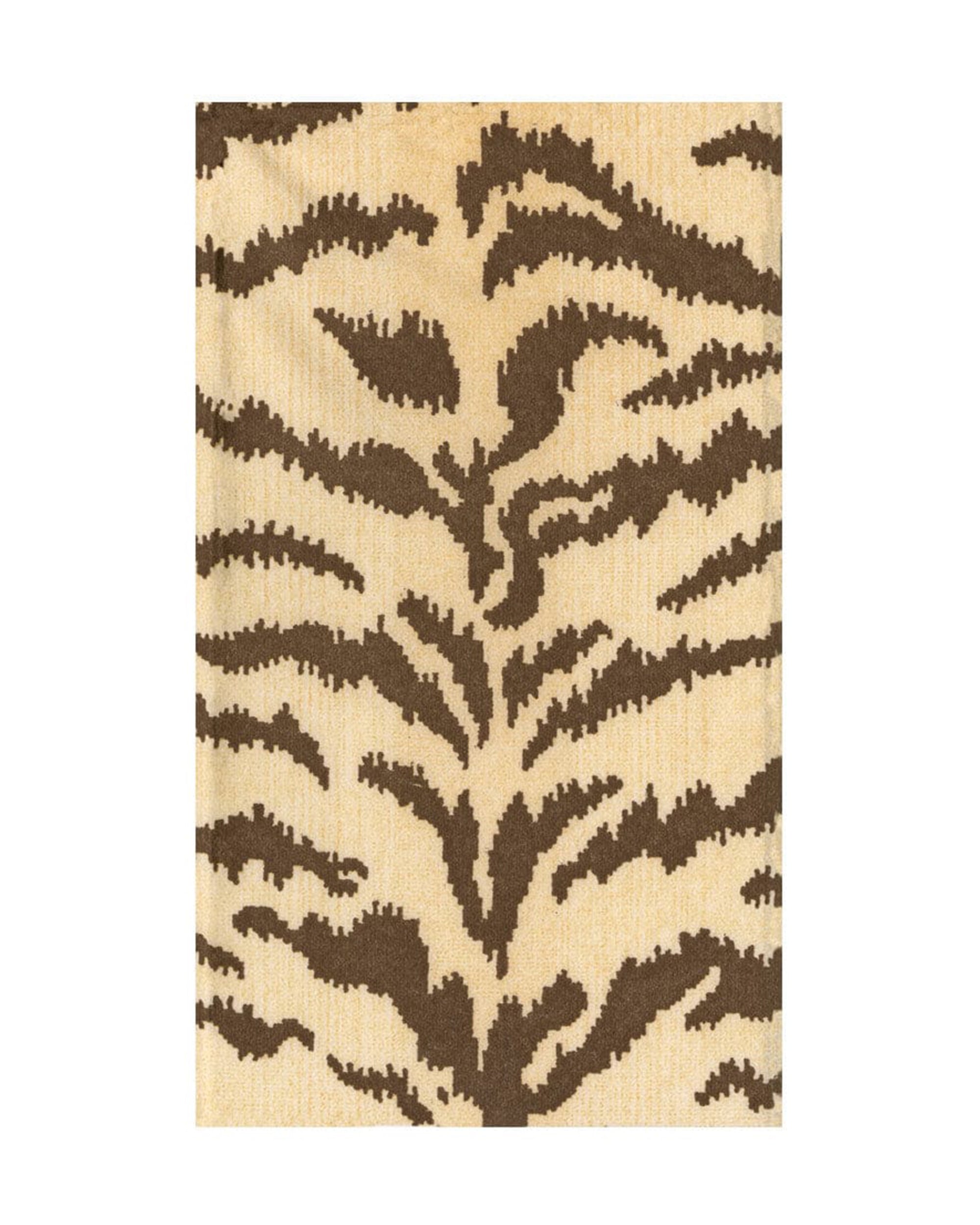 The Tigre Cream Guest Towels by Caspari, Inc. feature a tan background with dark brown abstract tiger stripes. Pair them with biodegradable napkins for a coordinated, stylish touch in your living space.