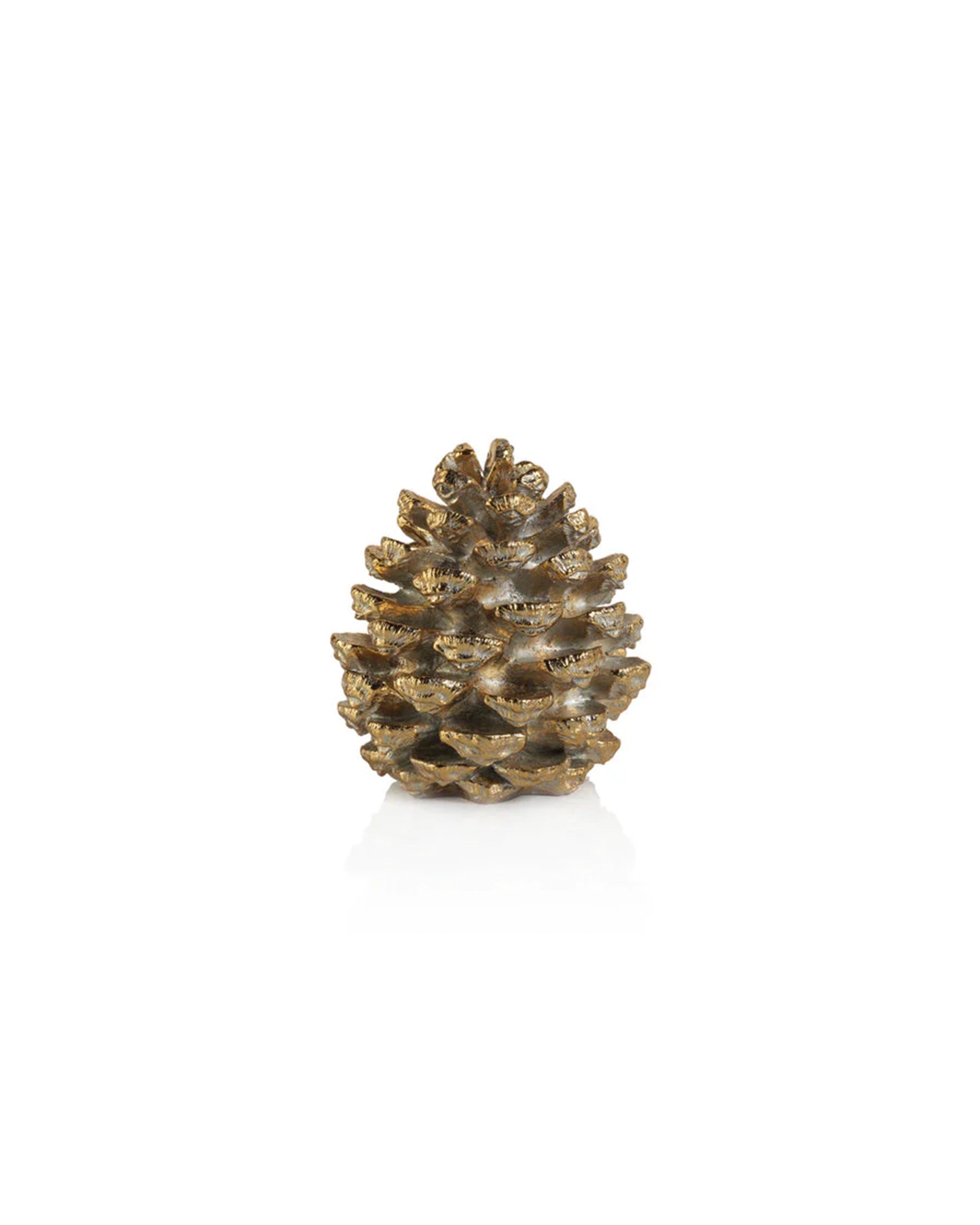 The Zodax Gold Pine Cone 6.5" features a detailed, textured surface and elegant gold finish, perfectly centered on a white background for stylish holiday décor.