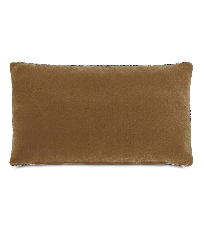 The TAOS FAUX MOHAIR by Eastern Accents is a rectangular brown velvet decorative pillow with softly rounded corners, shown against a white background.