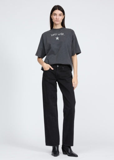Gray Rag &amp; Bone rodeo star alex tee paired with black jeans, casual look for Bungalow Furniture &amp; Accessories.