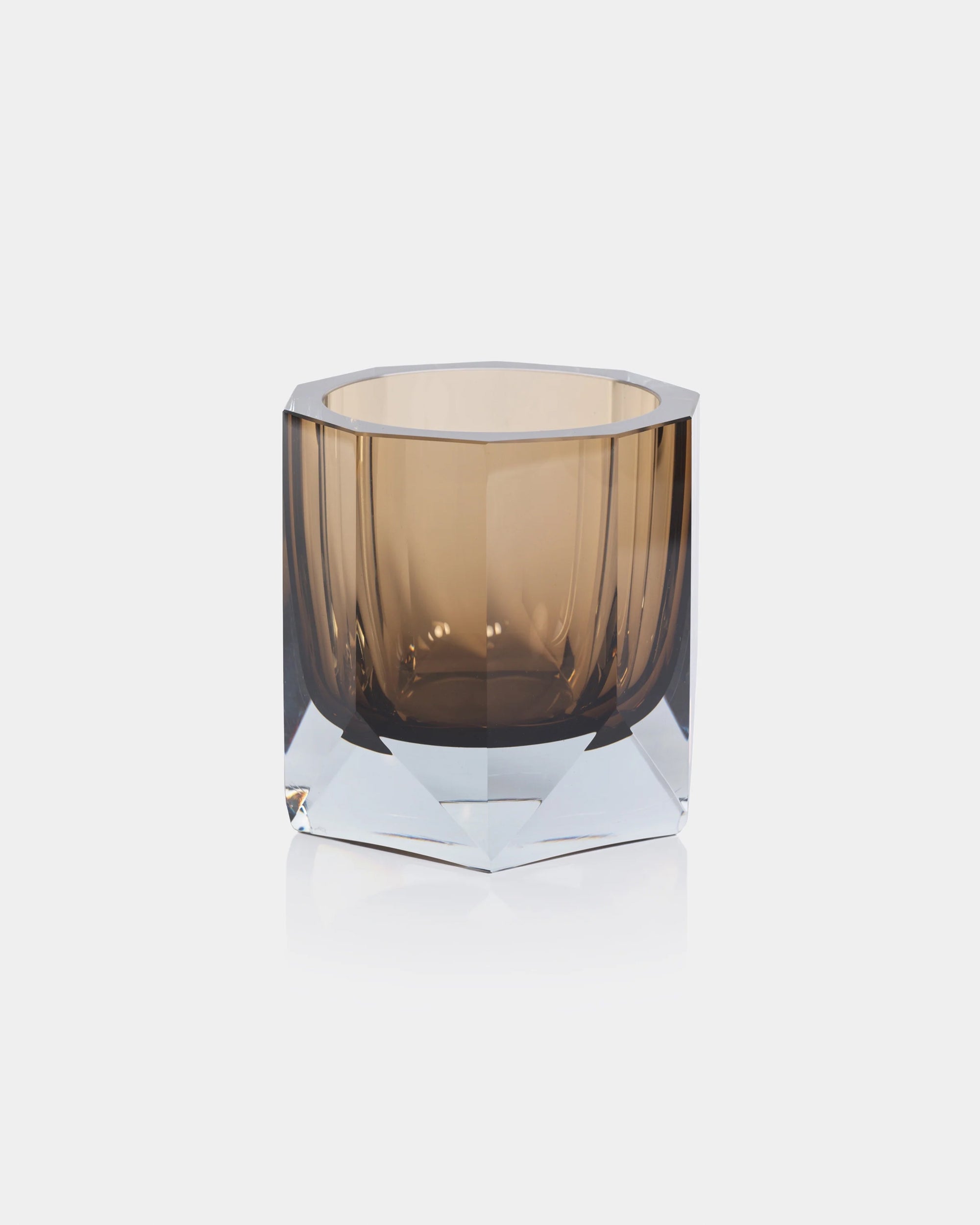 The Zodax CH-7468 Verbier Vase/Ice Bucket features a faceted design with a brown-tinted upper half and clear glass bottom, shown against a plain white background.