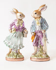 Display the Vintage Foil Rabbit figurines by Faire—this charming bunny couple is dressed in Victorian-style outfits and makes a perfect Easter décor piece.