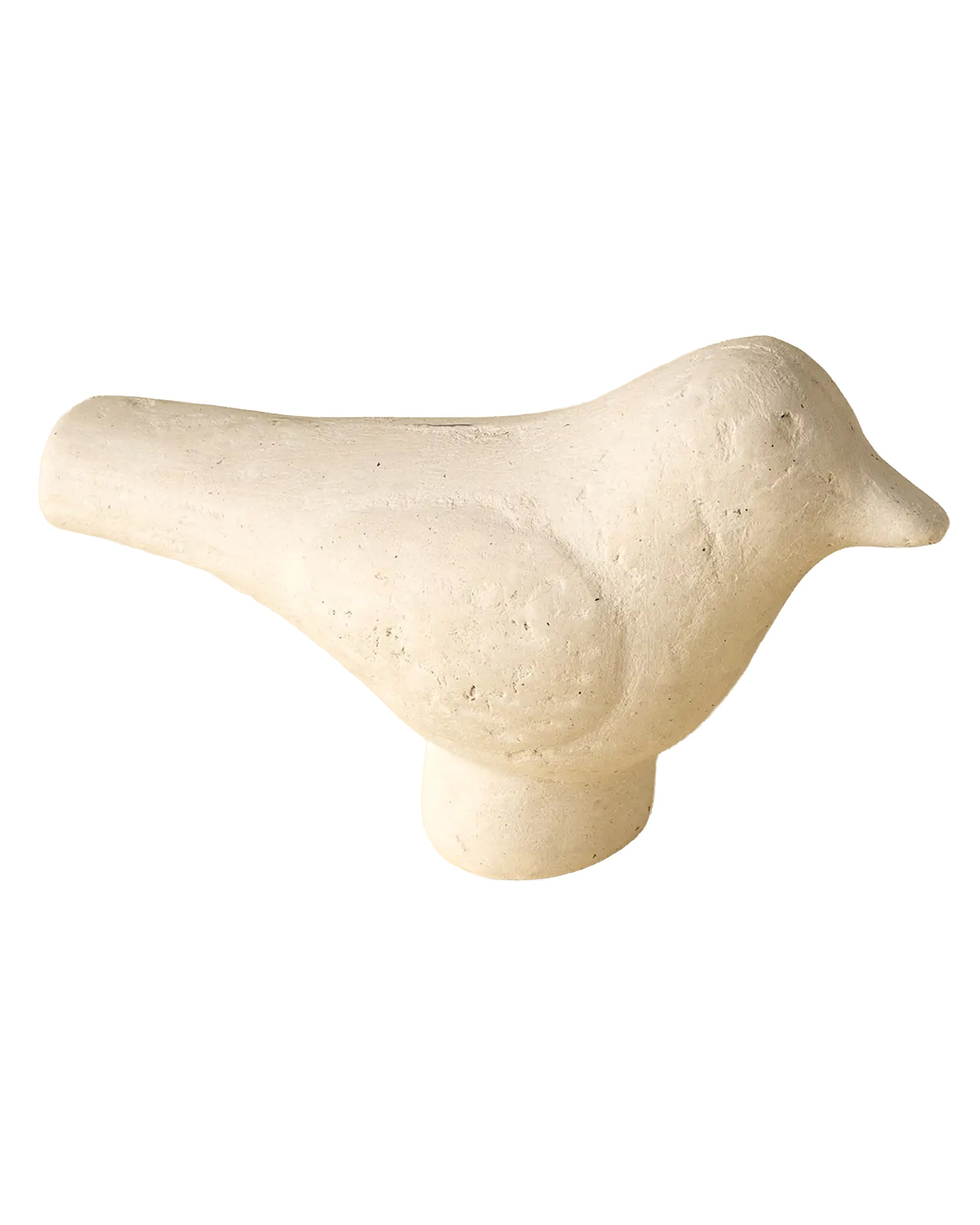 The Indaba Paper Mache Bird White features a smooth, minimalist design in a cream hue—ideal as a handcrafted accent decor piece for sustainable living enthusiasts.