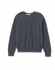 Dark gray shrunken fit sweatshirt with ribbed cuffs and crew neck by Perfectwhitetee, cotton fleece, Ziggy Reverse LS.