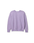 The Ziggy Reverse LS Sweatshirt by Perfectwhitetee is a light purple cotton fleece with bracelet-length sleeves and ribbed cuffs, hem, and neckline, shown against a plain white background.