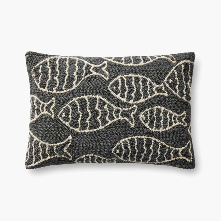 Fish Pattern Pillow Grey