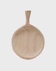 A simple Paulownia Wood Tray with Handle, featuring a circular bowl and a handle, isolated on a white background, reminiscent of a bungalow-style kitchen by Bloomingville.